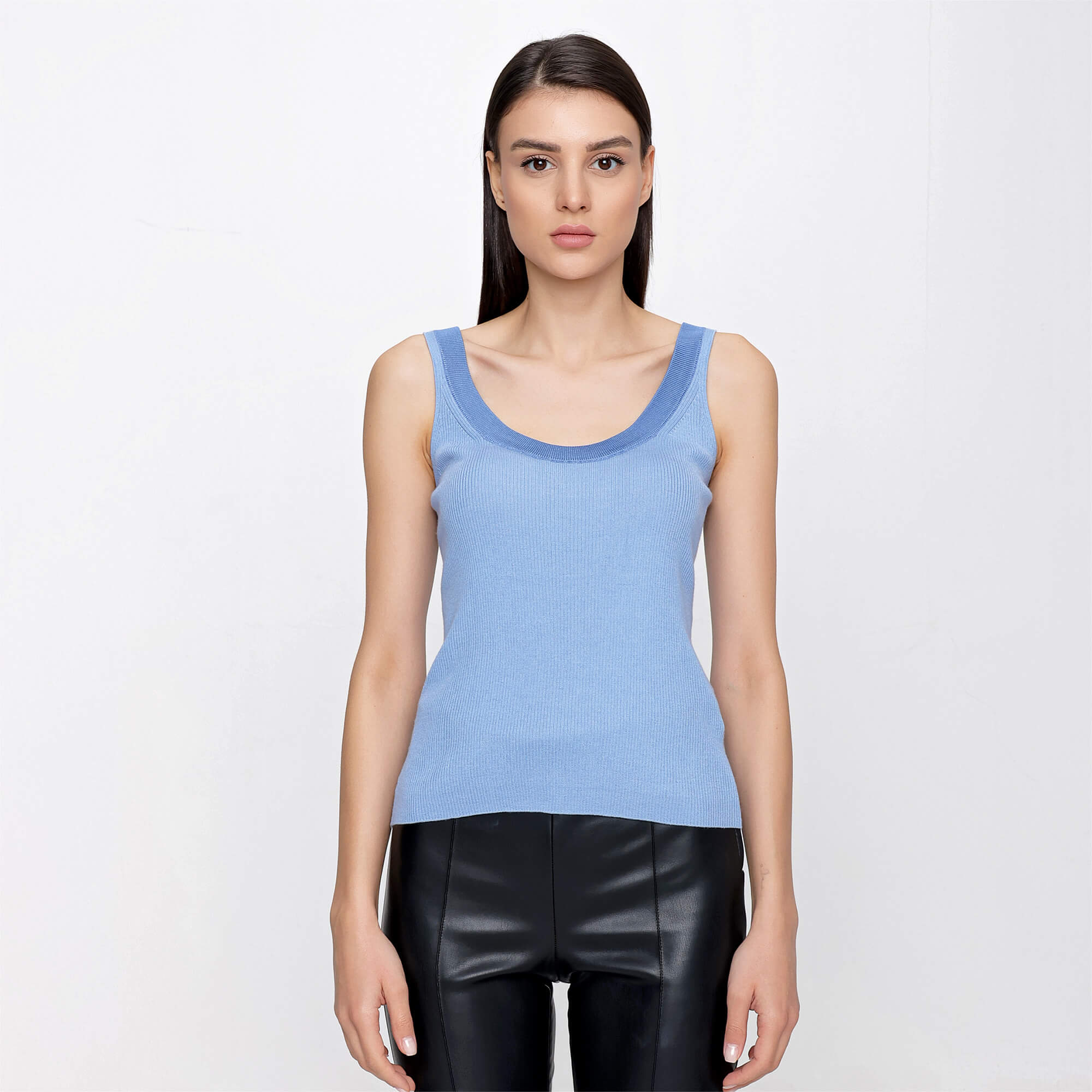 Altuzarra - Blue Wool Blend Ribbed Ariana Tank Top